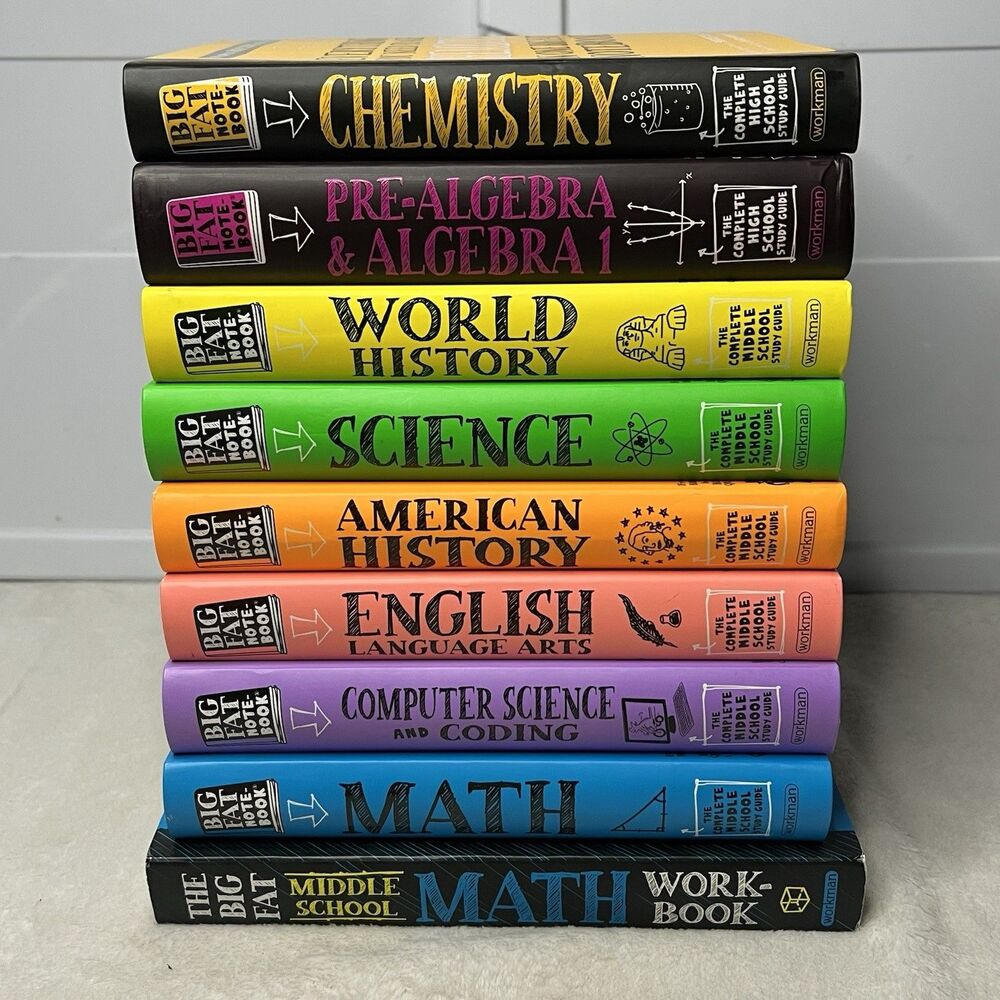 Huge Lot Of 9 Big Fat Notebook Middle School Study Guides Books Workman